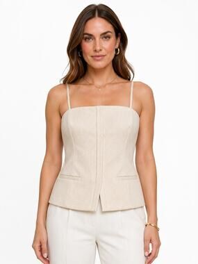 DKNY NWT Beige Cream Textured Corset Bustier Top Strapless Size 16